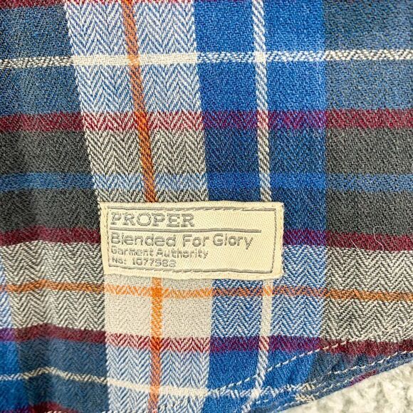 Propper Blend Flannel Shirt Young Mens XXL Blue Gray Plaid Outdoor Lumberjack - Picture 7 of 13